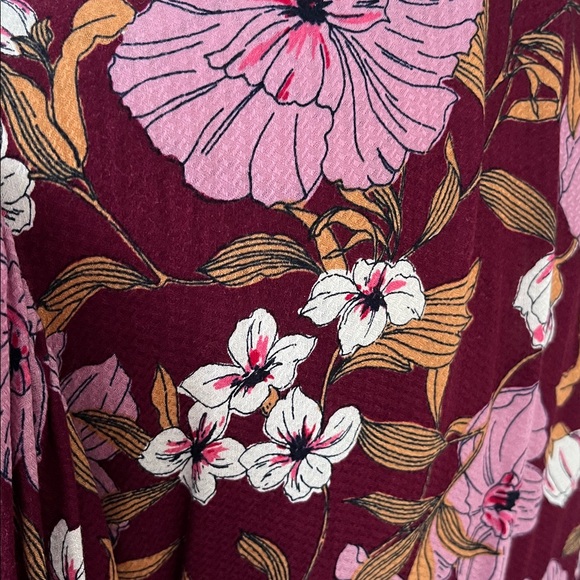 Chic Floral Long Sleeve Dress in Burgundy and Pink - Picture 6 of 14